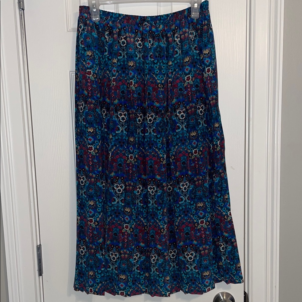 Vintage Floral Blue Midi Skirt